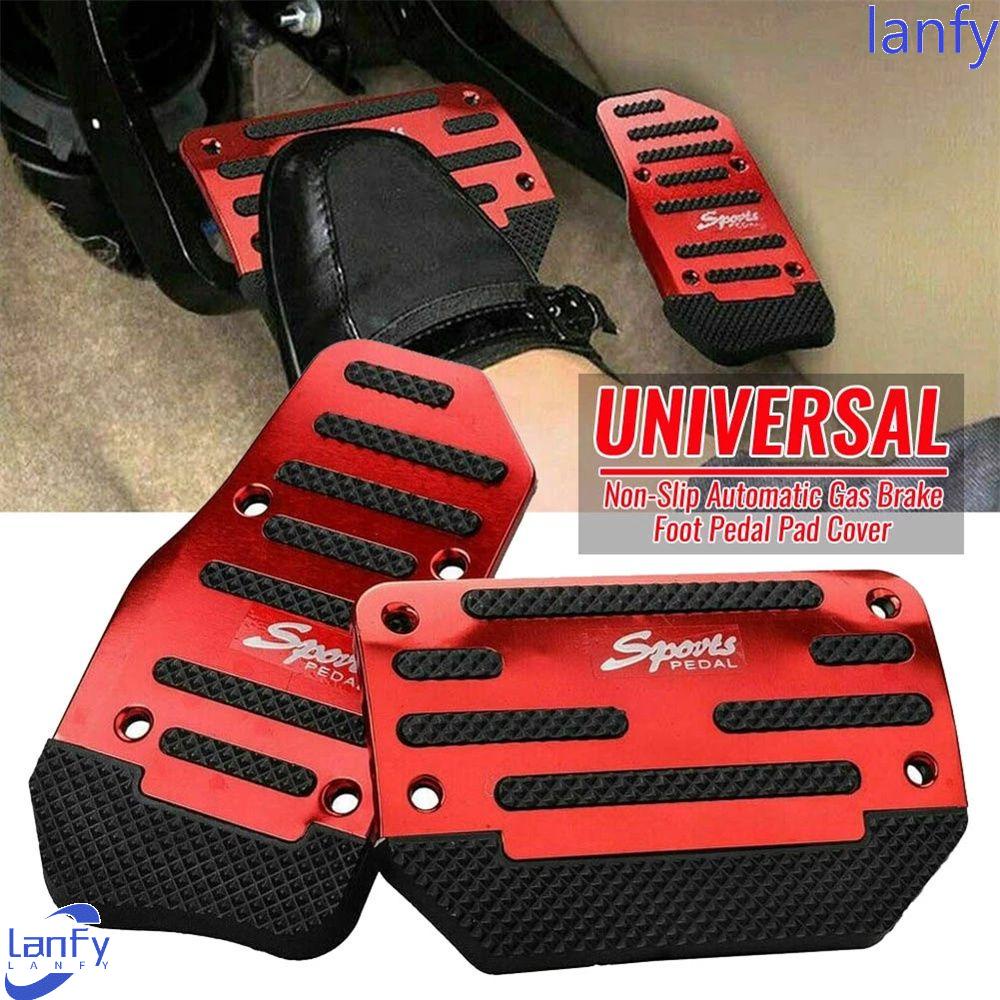 Lanfy Cover Pedal Mobil Universal Aksesoris Auto Merah/Biru/Silver Aluminium Transmisi Otomatis Brake Pad Cover