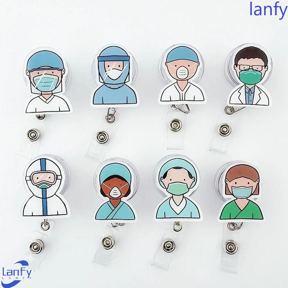 Lanfy Ditarik Lencana Gulungan Kreatif Perlengkapan Kantor Dada Kartu ID Card Klip Kartu Kerja Klip Kartu Nama Rumah Sakit Lencana Pemegang