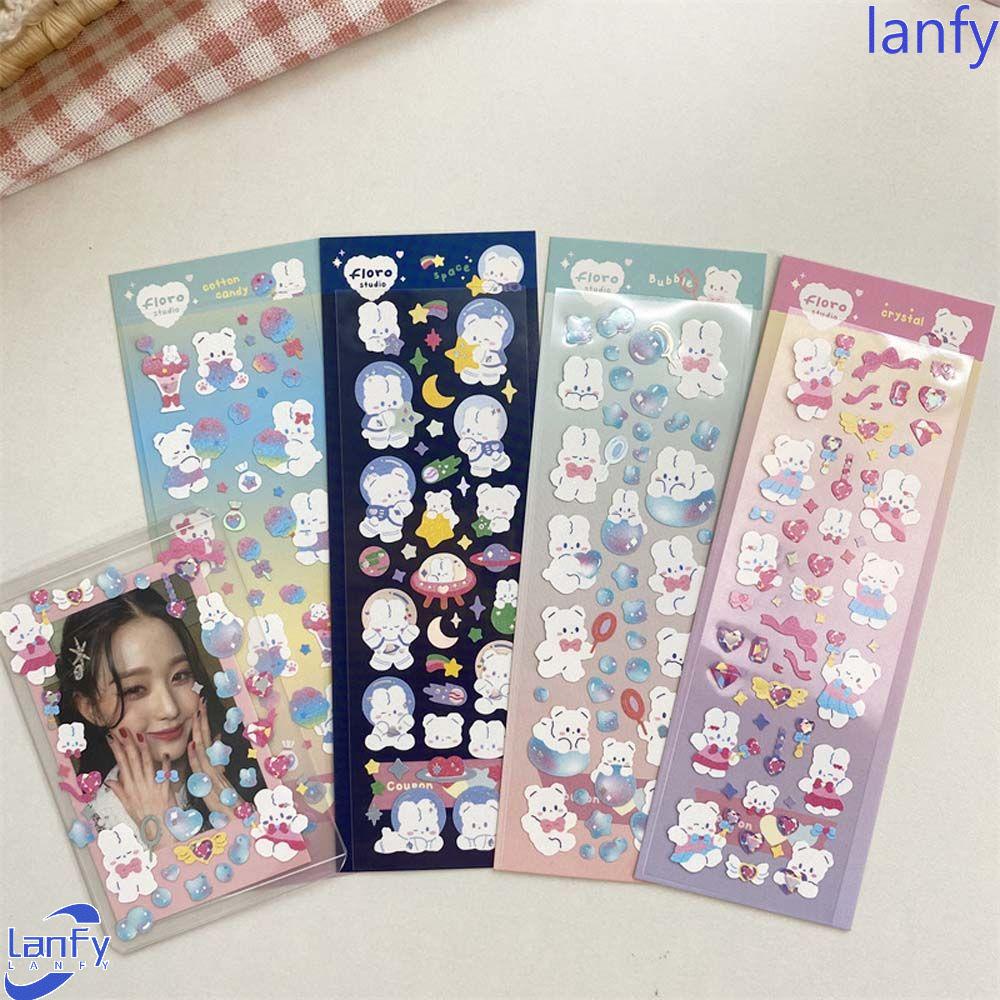Lanfy Stiker Hias Hadiah Untuk Anak-Anak Kartun Ins Style Decal Art Hand Akun DIY Scrapbooking Kolase Bahan Kertas Dekorasi Label Hewan