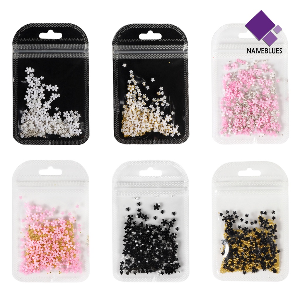 [naiveblues] 1pouch Nail Art Manik Multi Fungsi Tahan Air 3D Manicures Jewelry Bead Decor Untuk