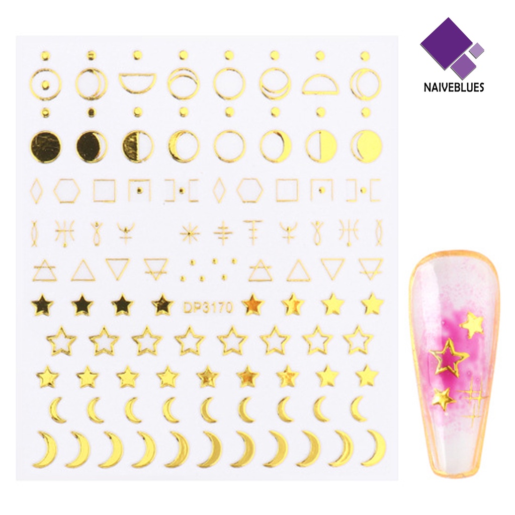 [naiveblues] 3pcs/set Stiker Kuku Tidak Luntur Mewah Ultra Tipis Dekorasi Sparkly Geometri Winter Untuk Manicure