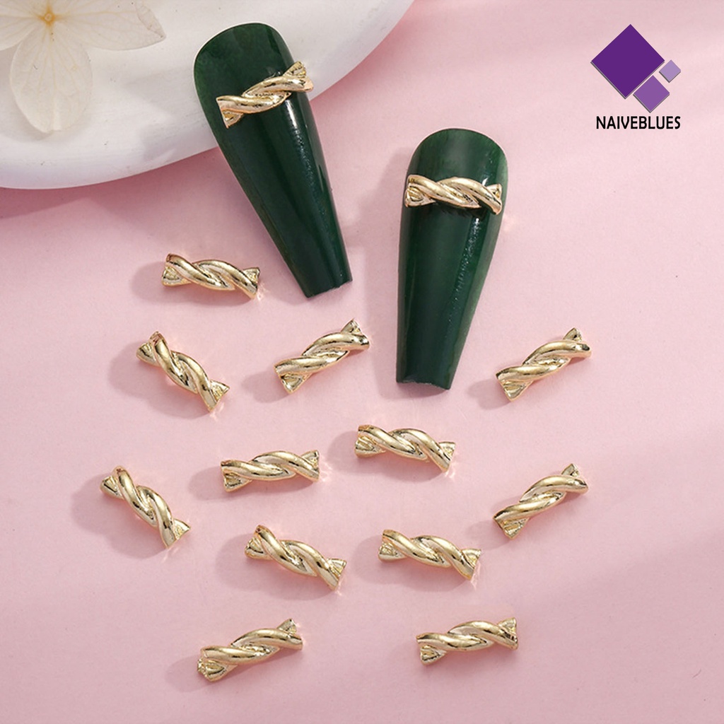 [naiveblues] 20pcs Perhiasan Nail Art 3D Kepang Hollow Busur DIY Alloy Jepang Pesona Dekorasi