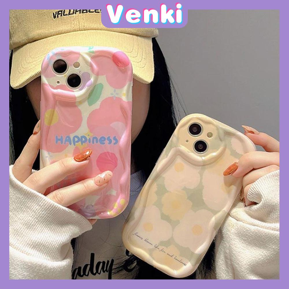 VENKI - For iPhone 11 iPhone Case 3D Curved Edge Wave Clear Case TPU Airbag Shockproof Camera Cover Cute Flowers Compatible For iPhone 14 13 Pro max 12 Pro Max 11 xr xs max 7 Plus