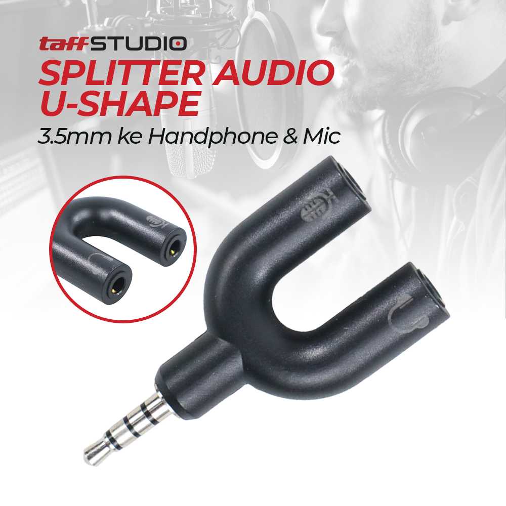 TaffSTUDIO Splitter Audio Shape U 3.5mm ke Headphone &amp; Mic - K0650