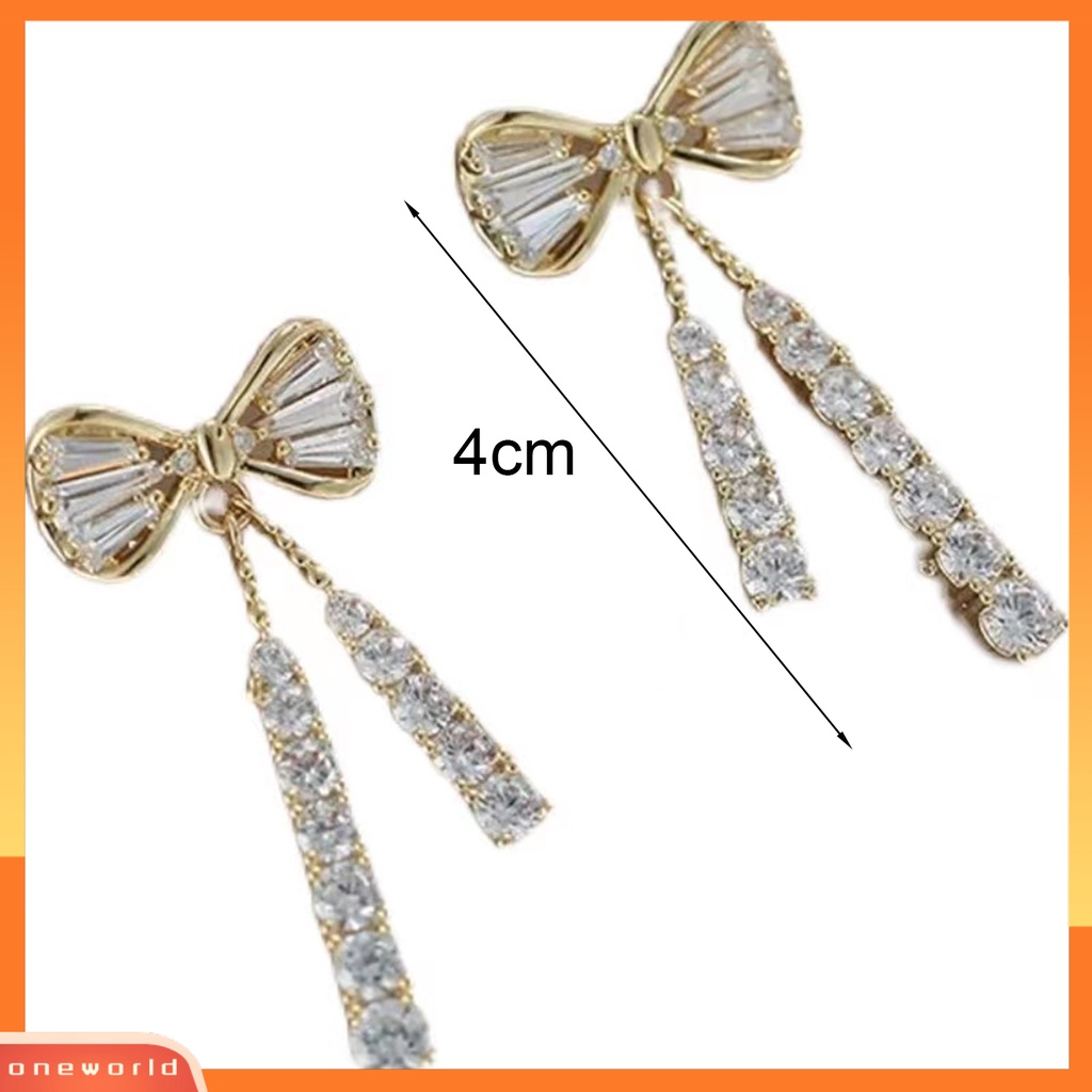 [EONE] 1pasang Menjuntai Anting Elegan Mewah Berlian Imitasi Tertanam Ikatan Simpul Stud Earrings Fashion Perhiasan