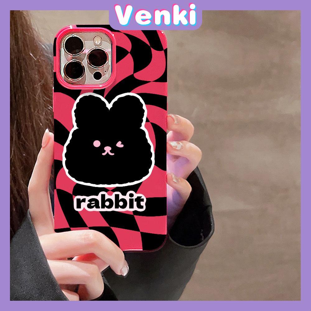 VENKI - For iPhone 11 iPhone Case Pink Glossy TPU Soft Case Shockproof Protection Camera Cute Cute Rabbit Compatible with iPhone 14 13 Pro max 12 Pro Max xr xs max 7Plus 8Plus