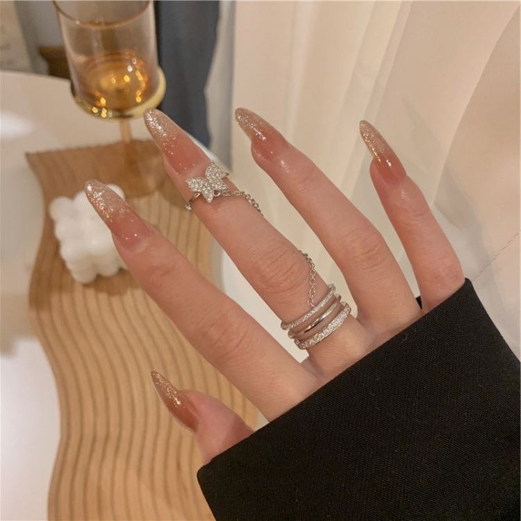 Cincin Kupu-Kupu Zirkon Elegan Untuk Wanita Fashion Adjustable Finger Ring Aksesoris Perhiasan