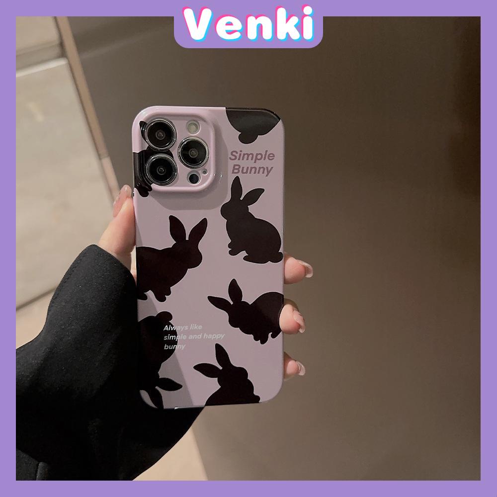 VENKI - For iPhone 11 iPhone Case Purple Glossy TPU Soft Shell Shockproof Camera Case Protective Black Color Rabbit Compatible with iPhone 14 13 Pro max 12 Pro Max xr xs max 7 8