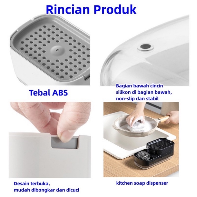 【COD】Kitchen Soap Dispenser Tempat Sabun Cuci Piring Soap Dispenser with Sponge Holder For Kitchen