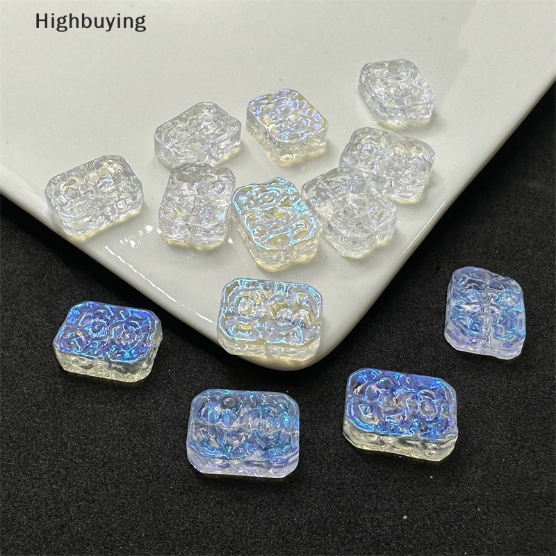 Hbid 10Pcs Manik-Manik Persegi Panjang13 * 23mm Panjang Square Glass Bead Batu Alam Segi Kristal Perhiasan Kalung Liontin Aksesoris Glory