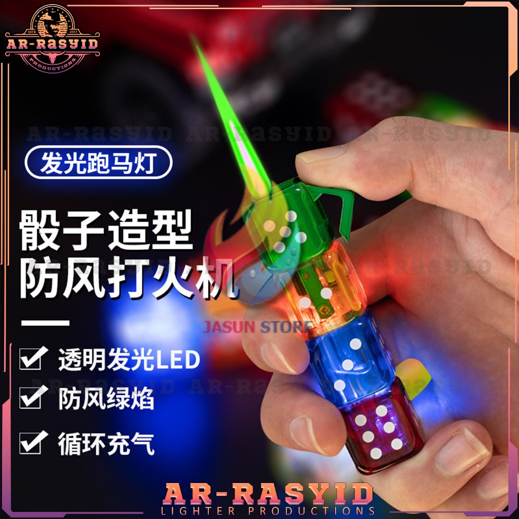 BISA COD! Korek Api Bara Gas Dadu Dice Lighter LED AW-761 2227 TERBARU