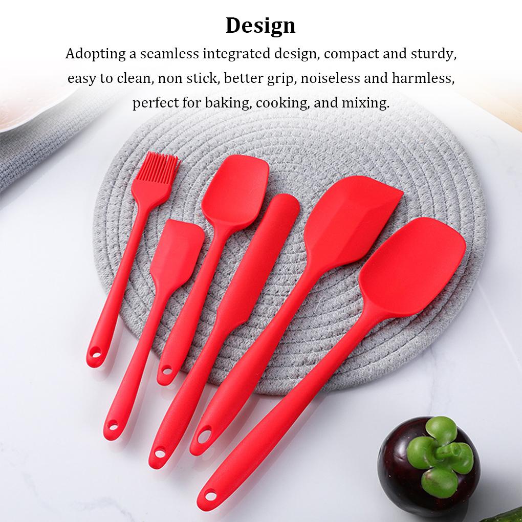 6 Pcs Spatula Silikon Set Spatula Mentega Mixer Bakeware Baking Mixing Tool Integrate Handle Peralatan Dapur Masak