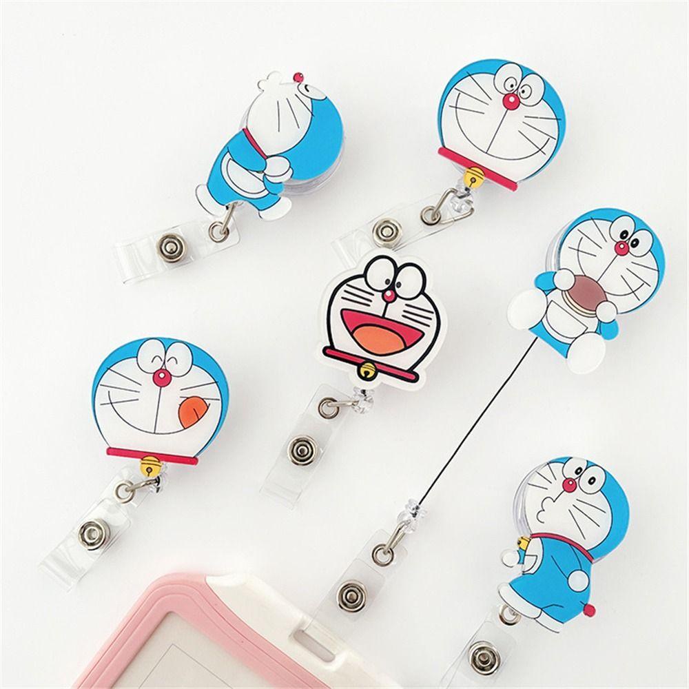 Lanfy Retractable Badge Reel School Anime Chest Card Doraemon Kartu Kerja Klip Kartu Siswa Perawat Badge Holder