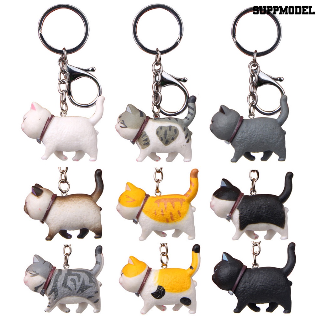 [SM Auto] Mini Lucu Kartun Chubby Model Kucing Gantung Mainan Gantungan Kunci Keychain Tas Liontin