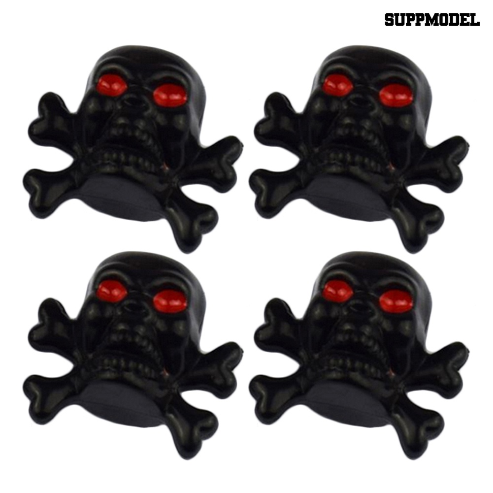 [SM Auto] 4Pcs Skull Roda Kendaraan Mobil Ban Katup Udara Anti Debu Seal Cap Cover Dekor