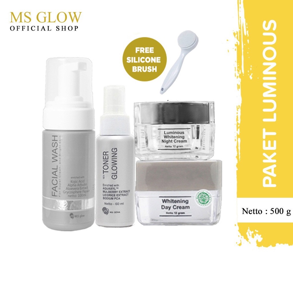 Beauty Loca - MS Glow Paket Luminous 4 Item Paket Penghilang Flek Hitam, Bopeng Free Pouch MS Glow