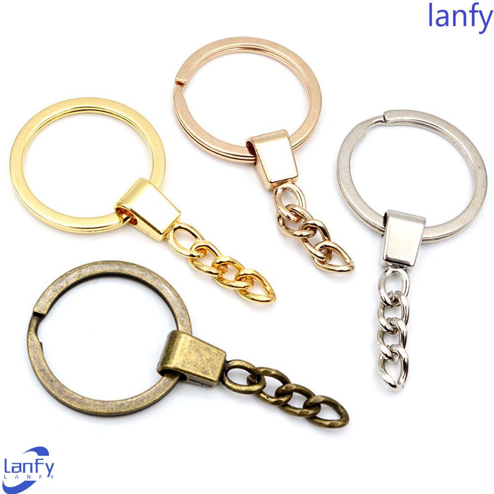 Lanfy Key Ring Fashion (Ukuran Cincin: 30mm) Bronze Rhodium Membuat Perhiasan Panjang Bulat Split Keychain