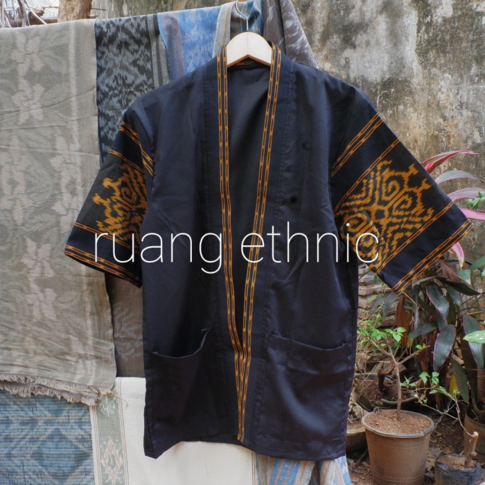 outwear tenun blanket/kimono outer tenun kombinasi/baju tenun pria murah