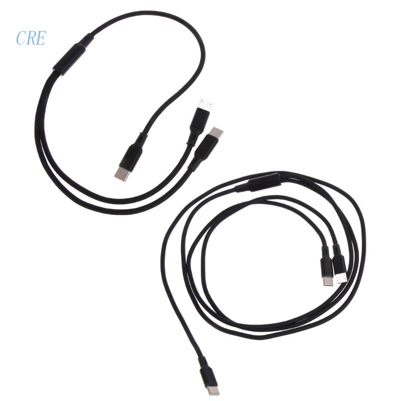 Cre Quick Charging Type-C to Micro USB (Android)+Kabel Type-C Kabel 18W Output Daya 2-in-1 Nylon Braided Charger Wire B