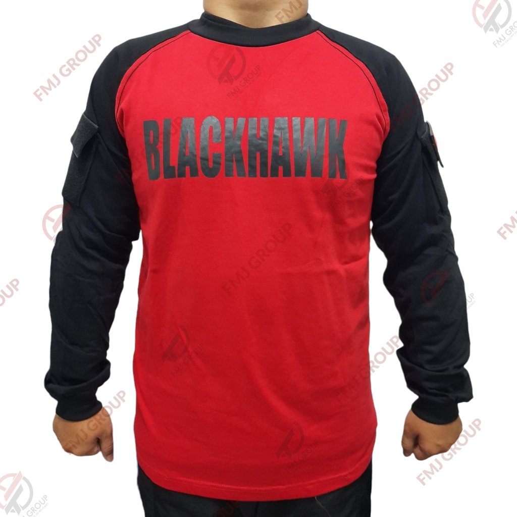 Kaos Panjang Tactical Blackhawk Merah Kombinasi Hitam