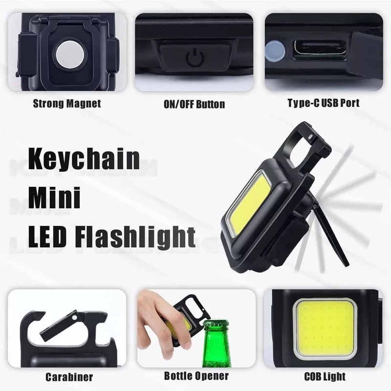 ZENIA -  Lampu Senter mini LED Tahan Air Keychain Gantungan Kunci Magnet