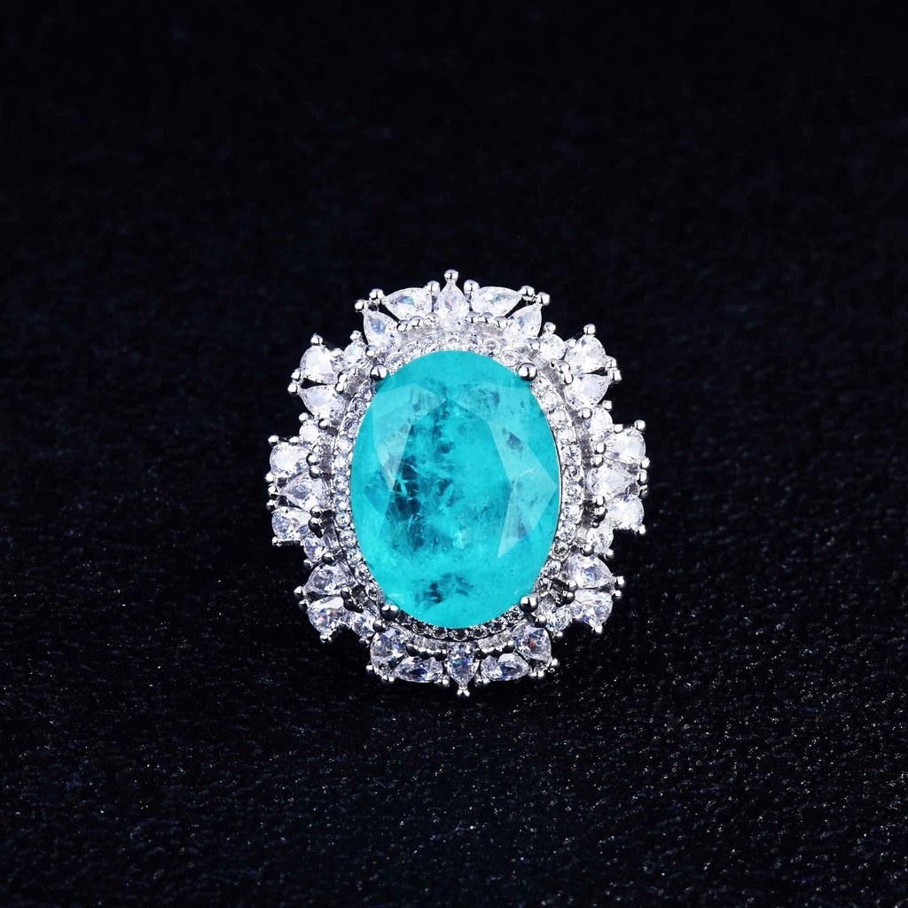 Goldkingdom Aksesoris Perhiasan Fashion Ready Stock Paraiba Alami Kalung Permata Warna-Warni Liontin Stud Anting Set