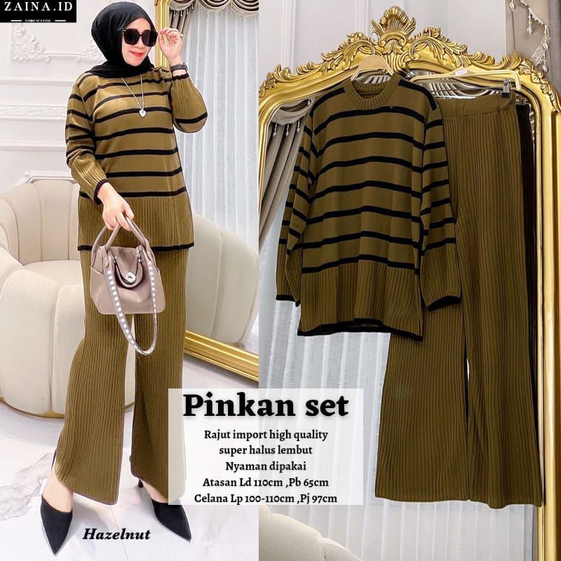 PINKAN SET Celana ORI ZAINA.ID | Setelan Wanita Rajut Import