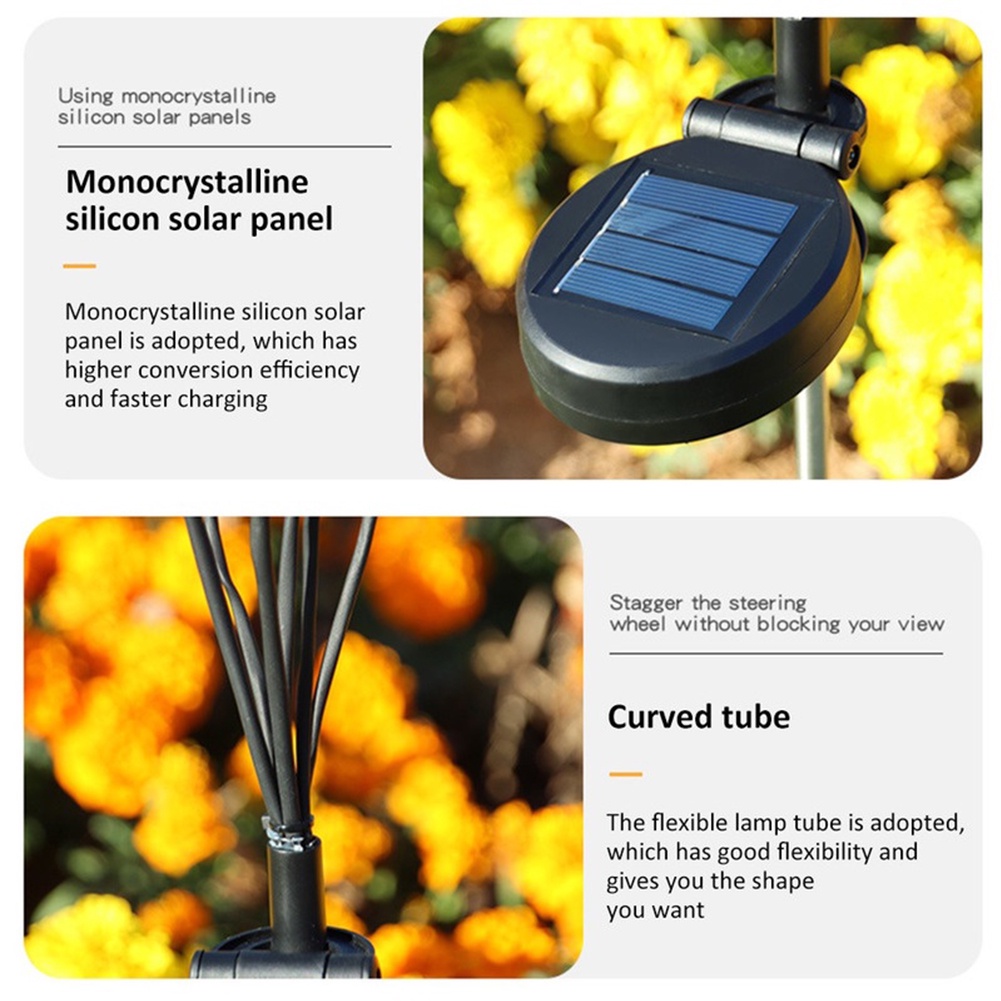 6 LED Lawn Walkway Firefly Bentuk Solar Garden Light Outdoor Tahan Air Lanskap