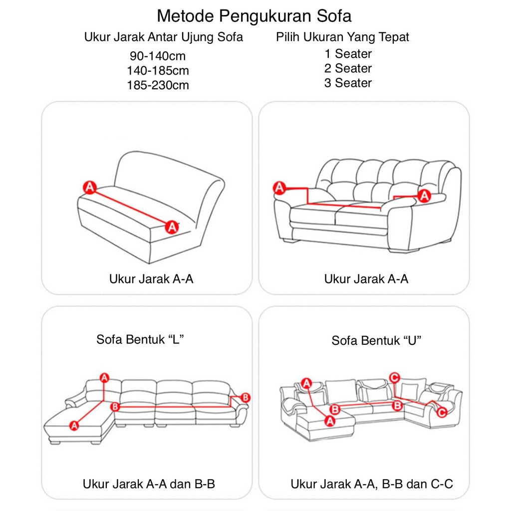 Elastic Sarung Cover Sofa Anti Slip Tebal Warna Polos