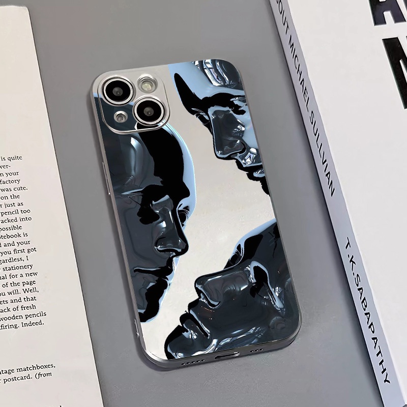 Peradaban Gestures Electroplate Phone Case Kompatibel Untuk IPhone Casing11 14 13 12 Pro Max XS XR X8+7 6S Plus Mini Lembut TPU Silikon Shockproof Cover