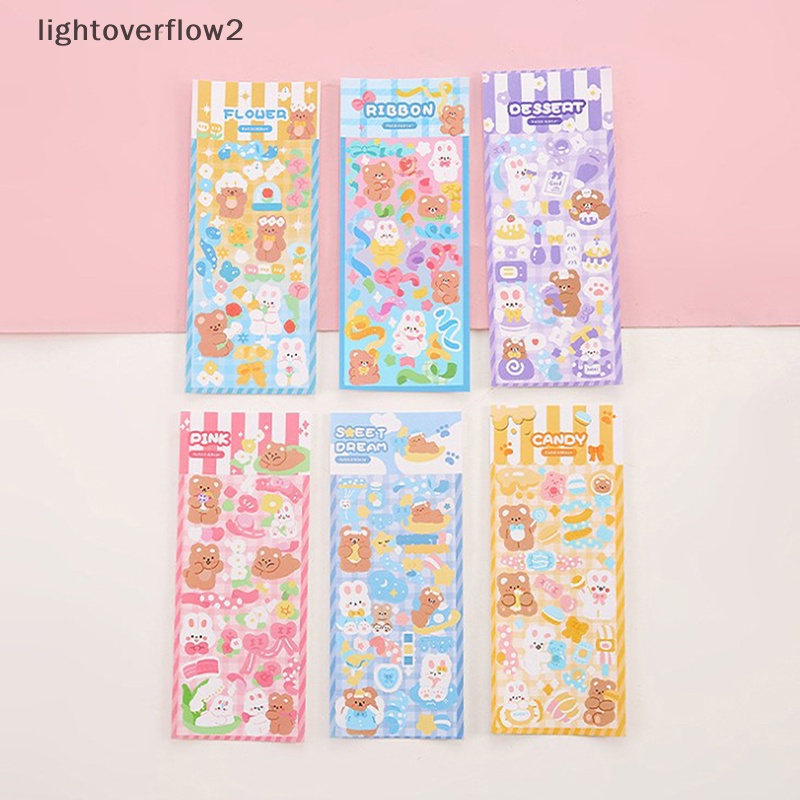 [lightoverflow2] 6lembar Kawaii Cute Shiny Photo Stiker Hias Kartun Dekorasi Jurnal Korea Tangan Akun Alat Tulis Pola Kecil [ID]