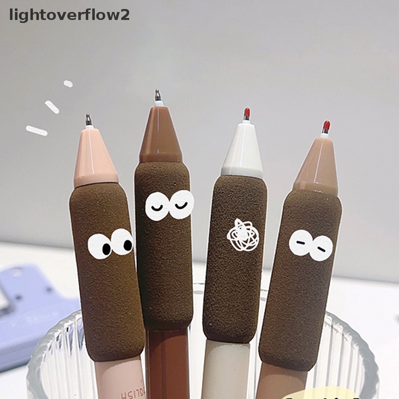 [lightoverflow2] 4pcs Coffee Soft Bread Gel Pen Set 0.5mm Tinta Warna Hitam Untuk Wrig Perlengkapan Alat Tulis Kantor Sekolah [ID]