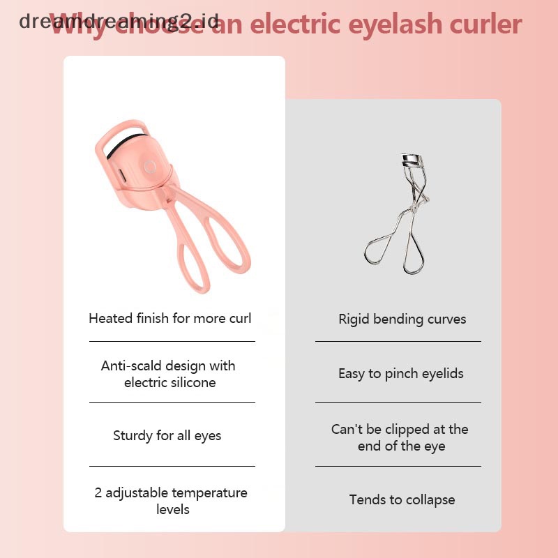 (drea) Penjepit Bulu Mata Pemanas USB Rechargeable Electric Eyelash Curlers Portable//