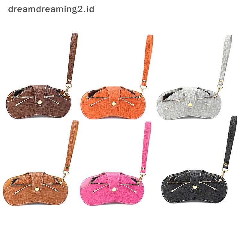 (drea) Kesederhanaan Baru Snap Glasses Case PU Leather Eye Glasses Container Cover Portable Sunglasses Kotak Penyimpanan Ultra-Tipis Glasses Case//