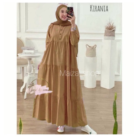 Baju gamis polos jumbo maxy wanita  kirania dress - Abu-abu