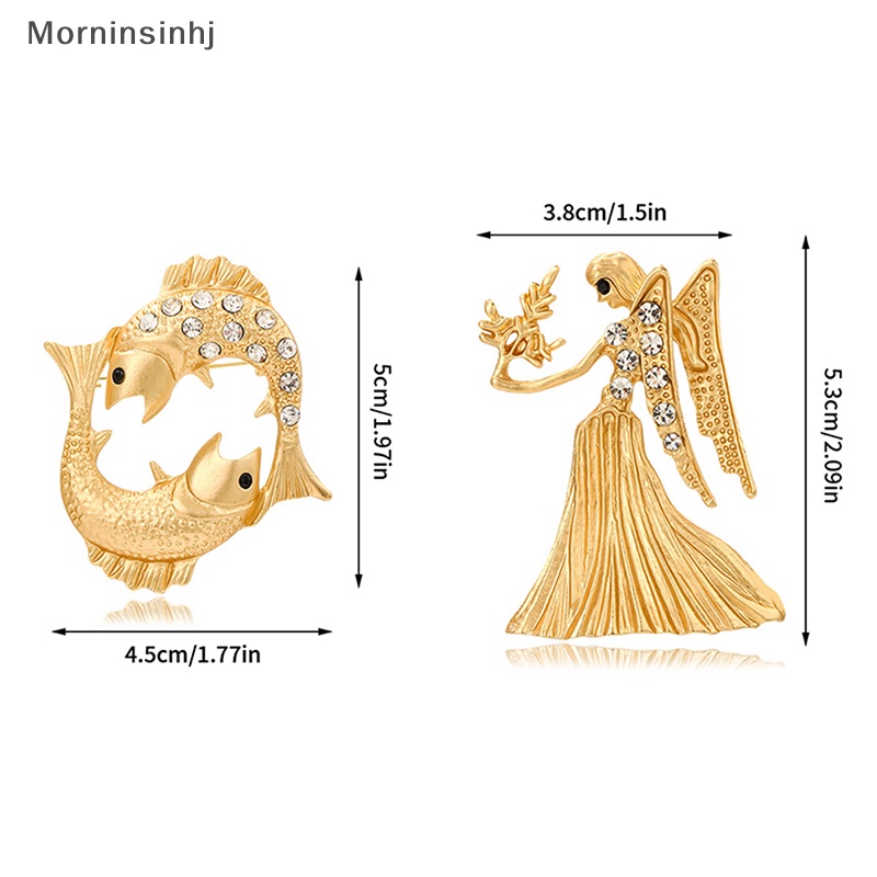 Mornin Kreatif Warna Emas Zodiak Bros Wanita Sederhana Berlian Imitasi Hewan Lencana Pria Pin Aksesoris Pesta Festival Hadiah id