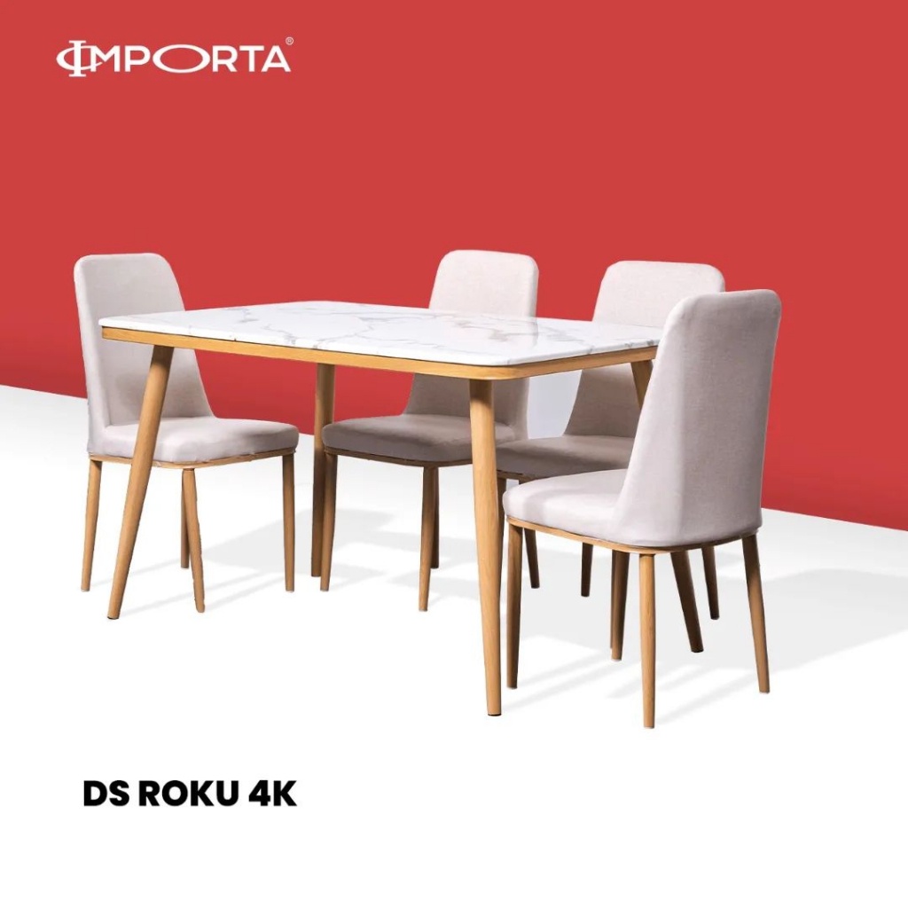 Importa Meja Makan Marmer DS ROKU Meja Makan 4 Kursi Minimalis