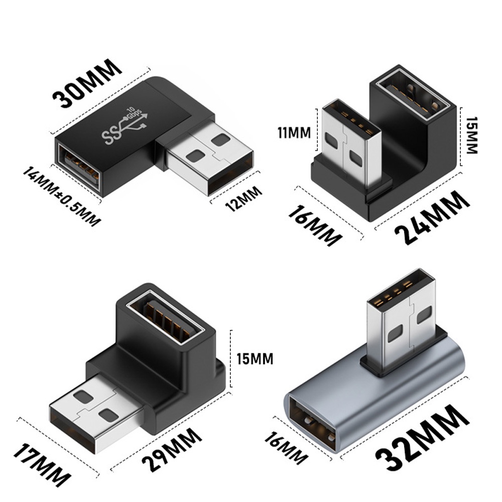 Adaptor USB 3.0 Male To Female Laptop Di Kedua Arah USB Adapter Siku Berbentuk U Male To Female