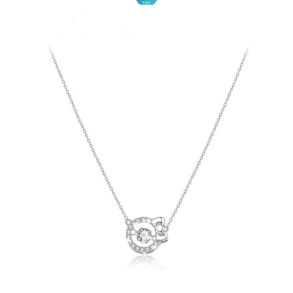 Hellokitty Liontin Kalung Anime HelloKitty Smart Pendant Necklace Wanita Serbaguna Hati Klavikula Rantai Bulan Kalung Perhiasan Hadiah [ZK]