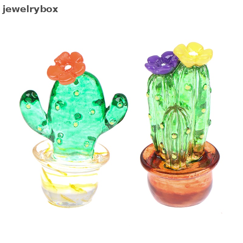 [jewelrybox] Ornamen Patung Kaktus Kaca Mini Decor Lucu Miniatur Desktop Craft Butik