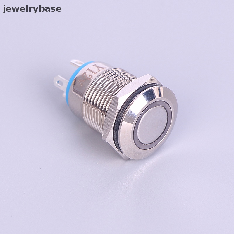 [jewelrybase] 12mm Metal Annular Push Button Black Switch Ring Lampu LED Kait Sesaat Butik