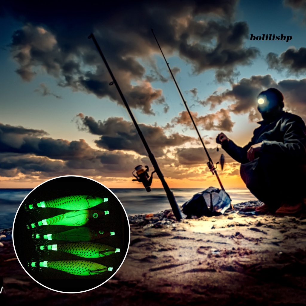 Bo-14pcs/box Umpan Buatan Fleksibilitas Tinggi Kerajinan Halus Fishing Tackle Luminous Bait Squid Hook Untuk Memancing Di Laut