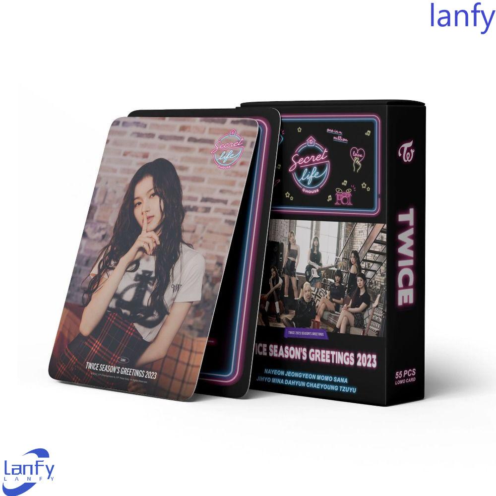 Lanfy Lomo Card Set Flash Gift Card Fans Hadiah 55pcs/Set Korea Fashion Gadis Grup Le Sserafim Unforgiven Hare Hare Idol Cetak Foto Hd Kartu Twice Lomo Card