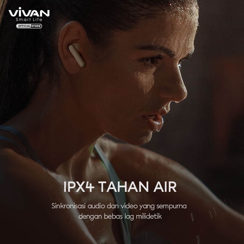 VIVAN TWS Wireless Earphone Airbuds Infinity GT2 Original BT 5.3 Playtime 40 Jam Headset Bluetooth Earbuds Semi In Ear - Garansi 1 Tahun