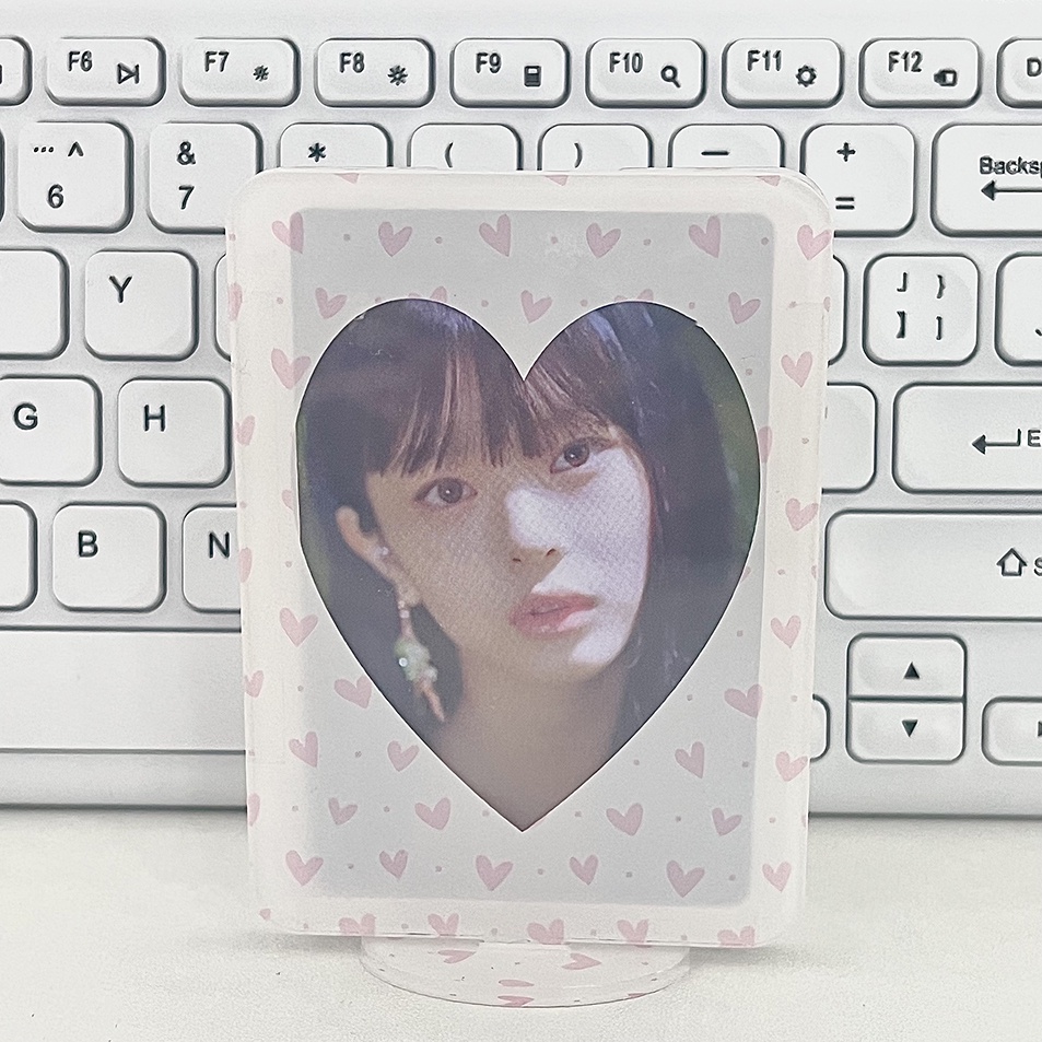 Ins 3inch Bingkai Foto Akrilik Lucu Cinta Hati Card Holder Idol Photocard Pelindung Case Desktop Decor Pajangan Bingkai