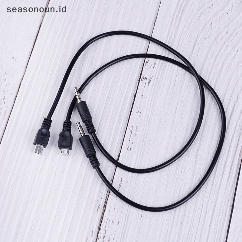 Seasonoun 2Pcs 3.5mm stereo male to micro USB male car AUX out cable Untuk Android samsung.