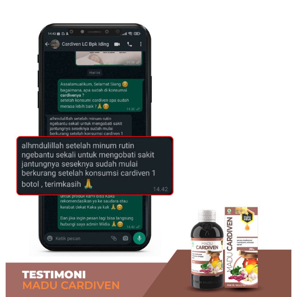 Madu Cardiven Asli  Obat Herbal Jantung Koroner, Kolestrol, Pengencer Darah jantung koroner