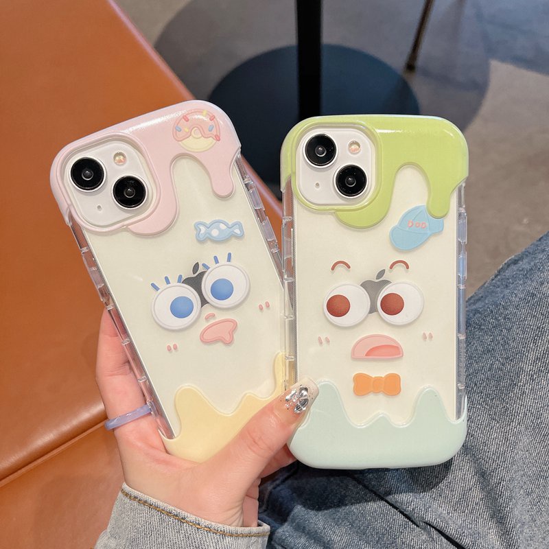 【3D Ice Cream】Couple Funny Clear Soft Case IPhone 7 8 Plus XR XS Max 11 12 13 14 Pro Max 14 Plus for Women Girl Gift Cartoon Cute Funny expression