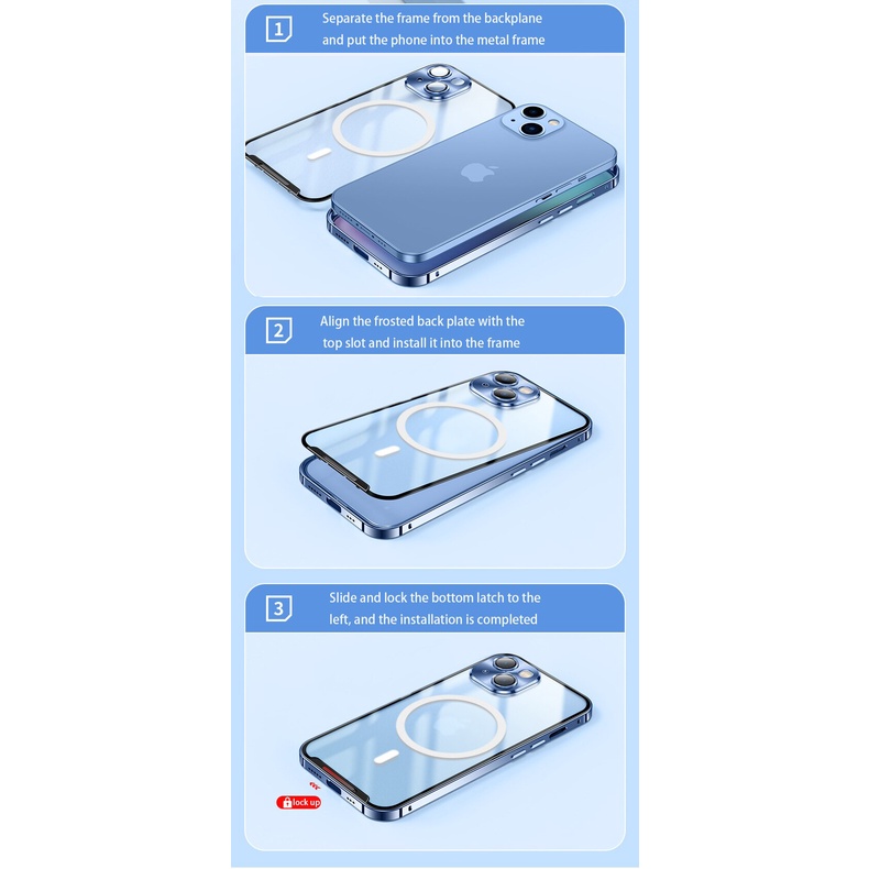 IPHONE Casing Magsafe Magnetik Logam iPhone14 13 12 11 Pro Max Baru Ditingkatkan Untuk iPhone14 13 12 11 Pro Frosted Slim Aluminium Glass Case