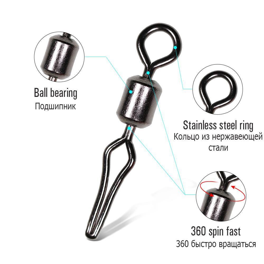 Lanfy Putar Dengan Klip Garis Samping 100pcs Kekuatan Penarikan Kuat Gaya Amerika Sub Penjepit Aksesoris Dengan Snap Rotating Swivel Fishline Clamp